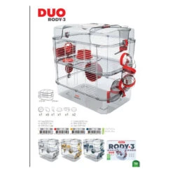 Zolux Cage Duo Rody3. Couleur Grenadine. Taille 41 X 27 X 40.5 Cm H. Pour Rongeur -lacompagniedesanimaux 3336022060195 6