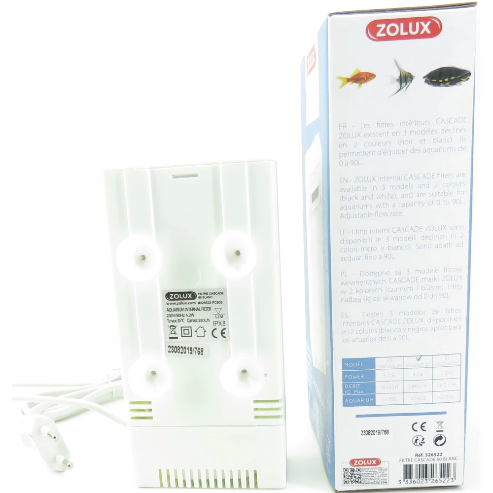 Zolux Filtration Intérieure Cascade 60 , 280l/h Pour Aquarium De 30 à 60l Max Couleur Blanc 6 Zolux Filtration Intérieure Cascade 60 , 280l/h Pour Aquarium De 30 à 60l Max Couleur Blanc – Image 4