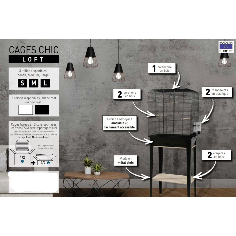 Zolux Cage Et Meuble CHIC LOFT Taille S 38 X 24,5 X Hauteur 113cm Couleur Blanc 6 Zolux Cage Et Meuble CHIC LOFT Taille S 38 X 24,5 X Hauteur 113cm Couleur Blanc – Image 4
