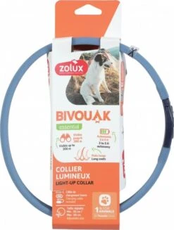Zolux Collier Lumineux Chien Poils Longs Bleu 30 à 60 Cm