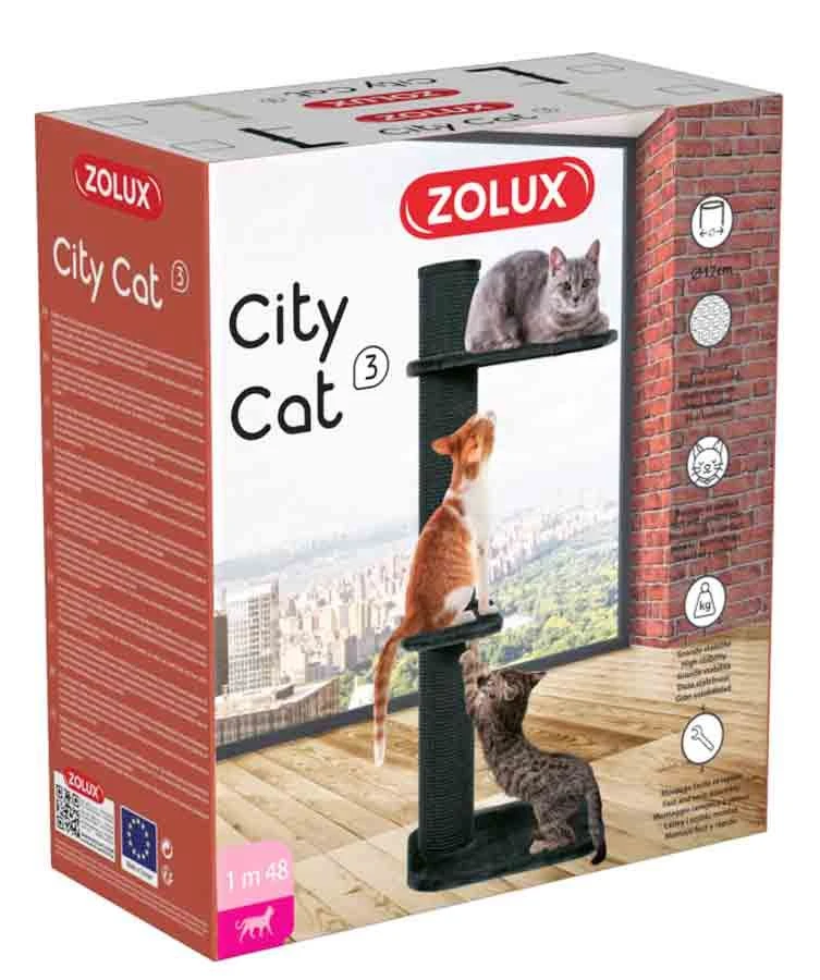 Zolux Arbre à Chat City Cat 3 Gris Foncé 4 Zolux Arbre à Chat City Cat 3 Gris Foncé – Image 2