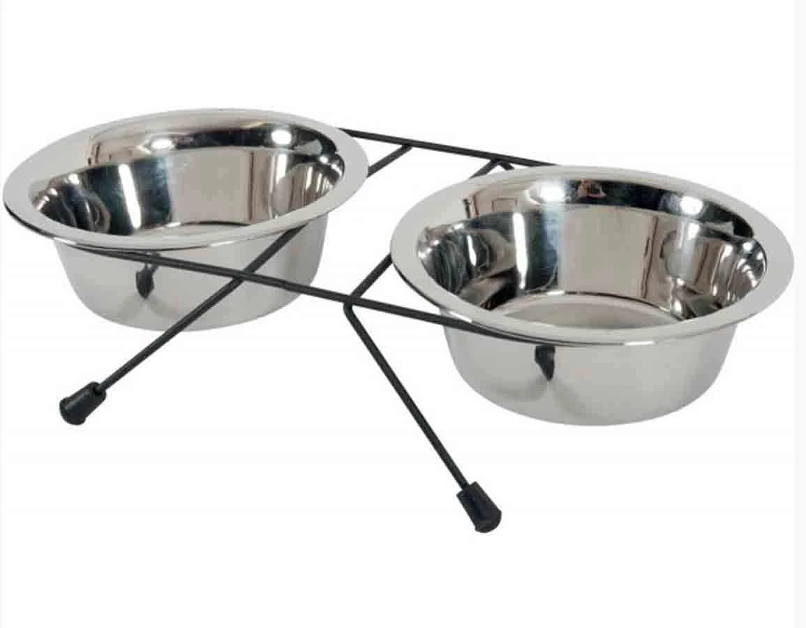 Zolux Support + 2 Bols En Inox 350 Ml 3 Zolux Support + 2 Bols En Inox 350 Ml